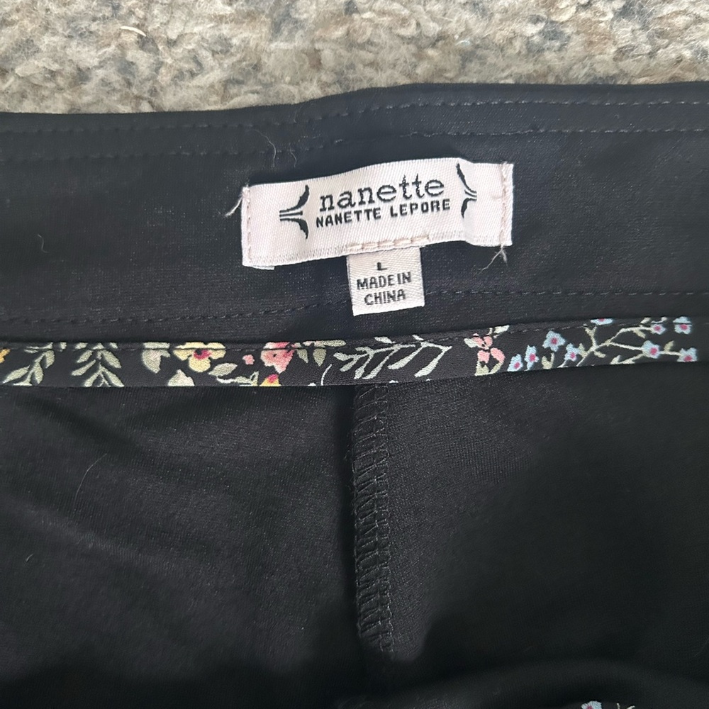 Nanette Lepore Black Leggings with Floral Accent